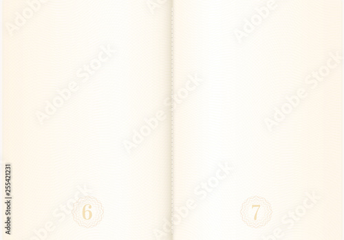 Blank passport spread. Empty id page for visa stamps.