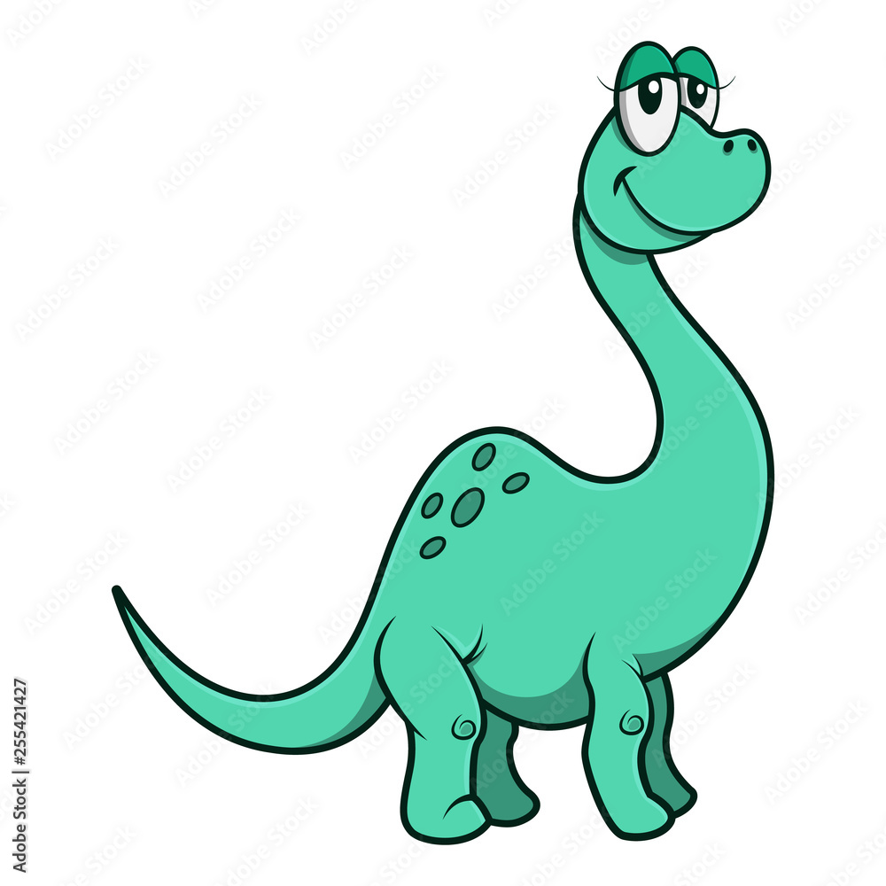 Green Brachiosaurus standing and smiles for kid t-shirt design Cartoon Vector Green Brachiosaurus standing and smiles for kid t-shirt design Cartoon Vector