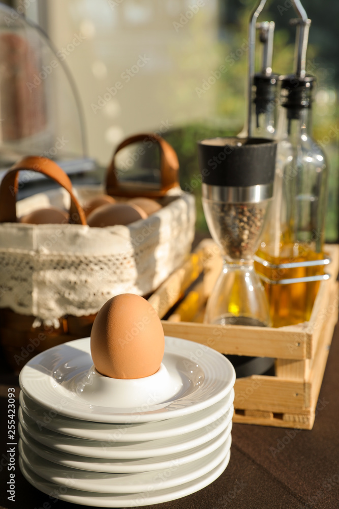 Boiled egg for healthy breakfast in the greek hotel. Boiled egg for healthy breakfast in the greek hotel.