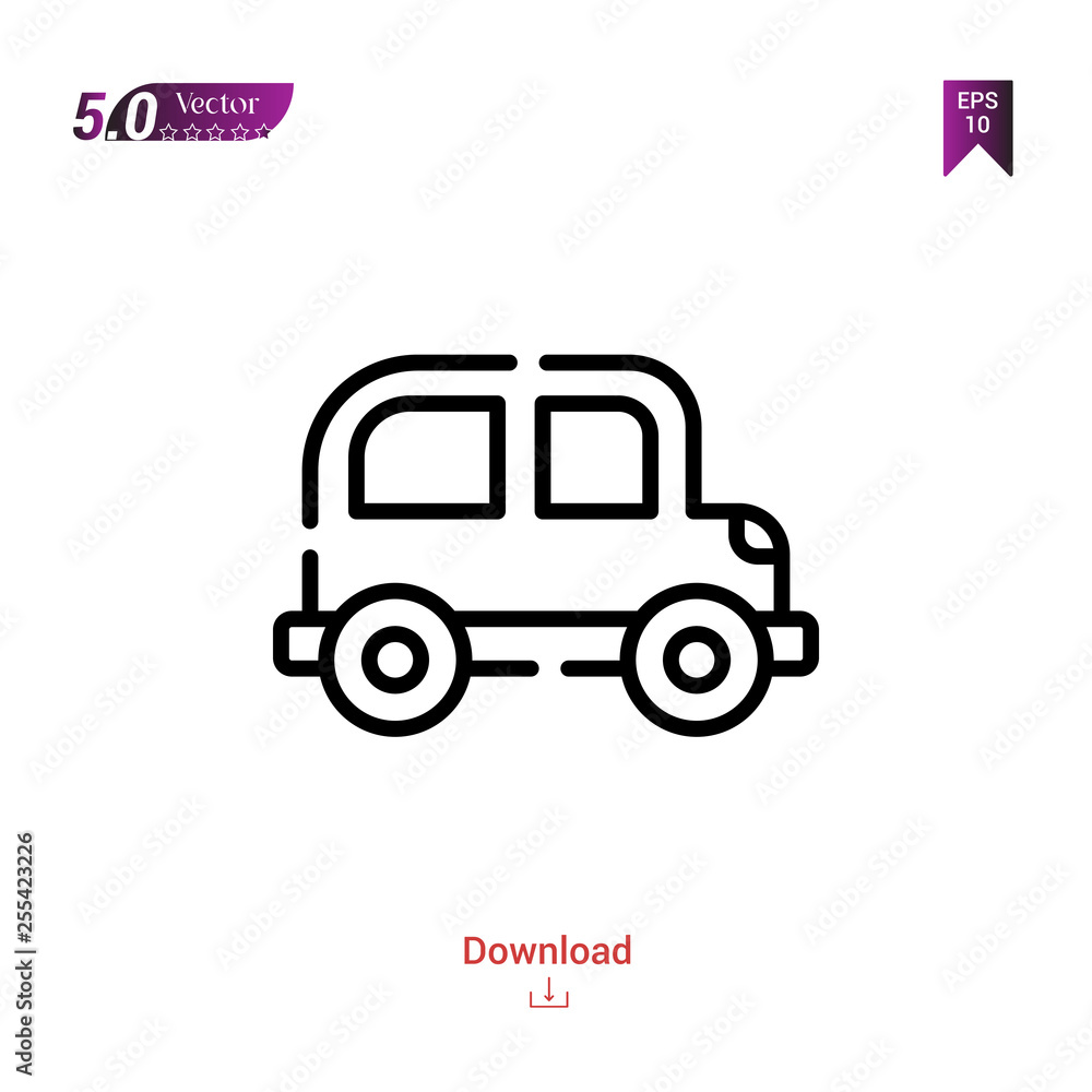 Outline car icon isolated on white background. Best modern. Graphic design,children-toys, mobile application, beauty icons 2019 year, user interface. Editable stroke. EPS10 format vector