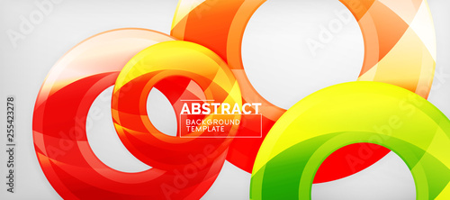 Modern geometric circles abstract background, colorful round shapes with shadow effects