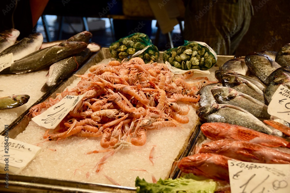 Fresh seafood in the street market