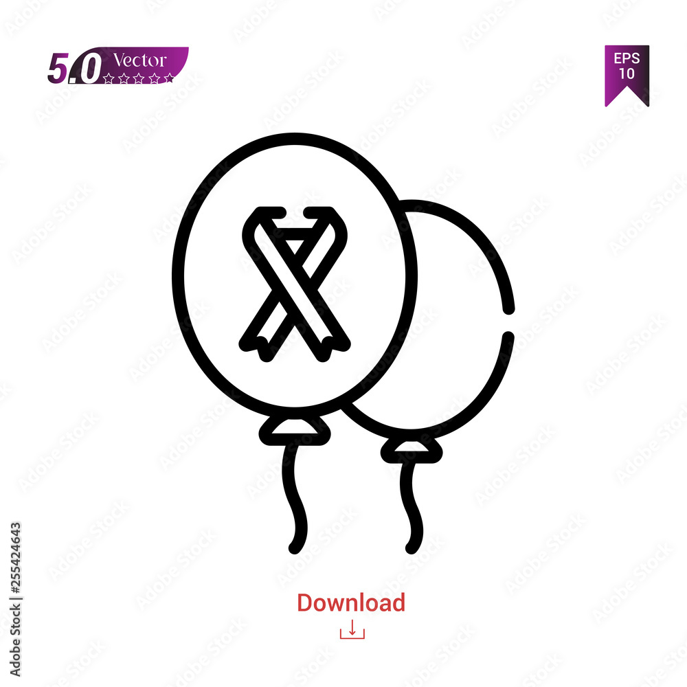 balloons icon isolated on white background.world cancer awareness day,Graphic design, mobile application, beauty icons 2019 year, user interface. Editable stroke. EPS10 format vector balloons icon isolated on white background.world cancer awareness day,Graphic design, mobile application, beauty icons 2019 year, user interface. Editable stroke. EPS10 format vector