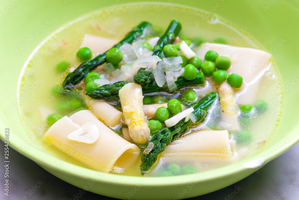 soup with pasta and asparagus