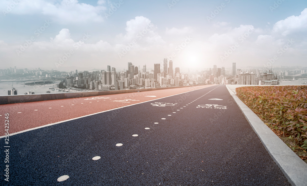 Fototapeta premium Urban Road, Highway and Construction Skyline