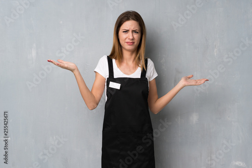 Employee woman unhappy because not understand something photo