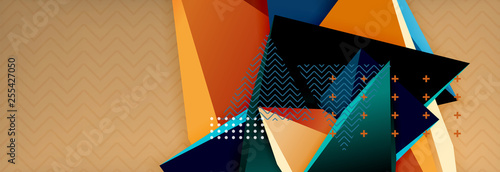 3d triangular shapes geometric background. Origami style pattern with triange shapes for decorative design. Poster design. Line design. Modern presentation template