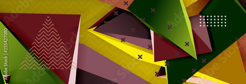 3d triangular shapes geometric background. Origami style pattern with triange shapes for decorative design. Poster design. Line design. Modern presentation template
