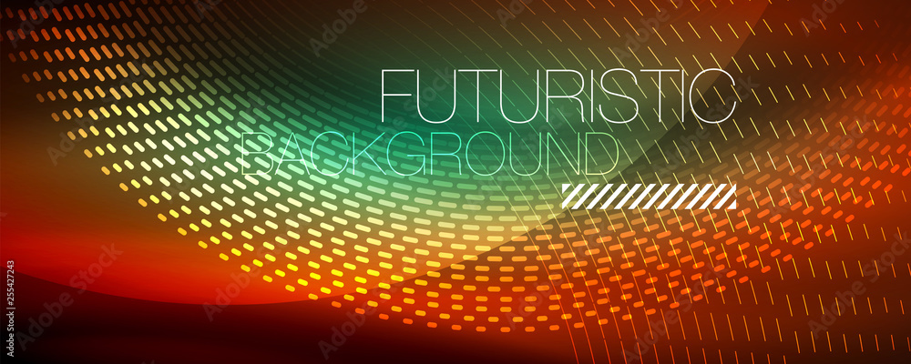 Glowing light particles in dark neon space, magic glow shiny abstract background Glowing light particles in dark neon space, magic glow shiny abstract background