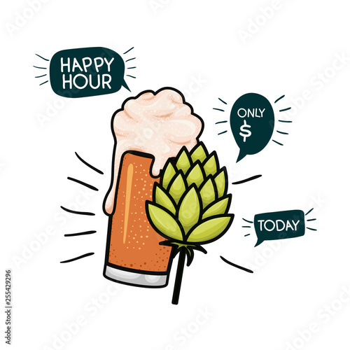 beer with foam and pinecone isolated icon
