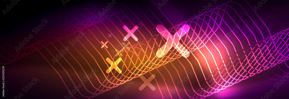 Glowing neon abstract lines, techno futuristic template Glowing neon abstract lines, techno futuristic template