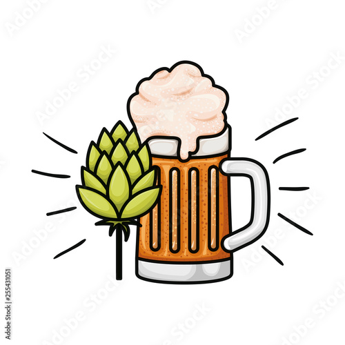 beer with foam and pinecone isolated icon