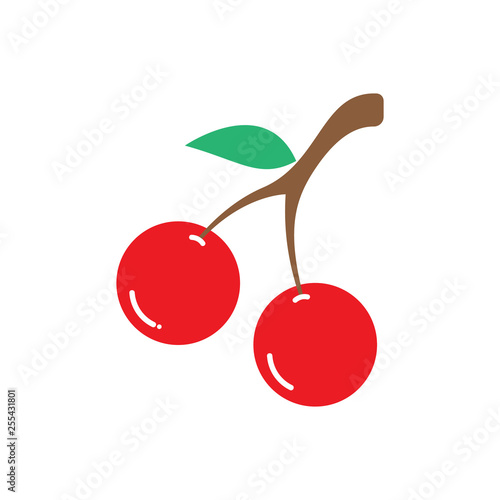 Cherry berry with leaves. Collection of different fresh cherry berry. - Vector