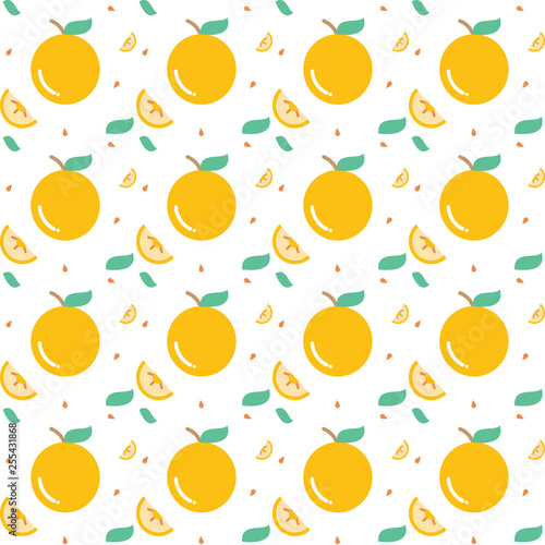 Colorful fruit pattern of fresh orange. Endless repeating print background texture. Summer colorful tropical textile. Vector illustration design for fashion fabrics, textile graphics, prints - Vector