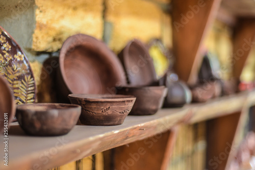 a variety of handmade pottery