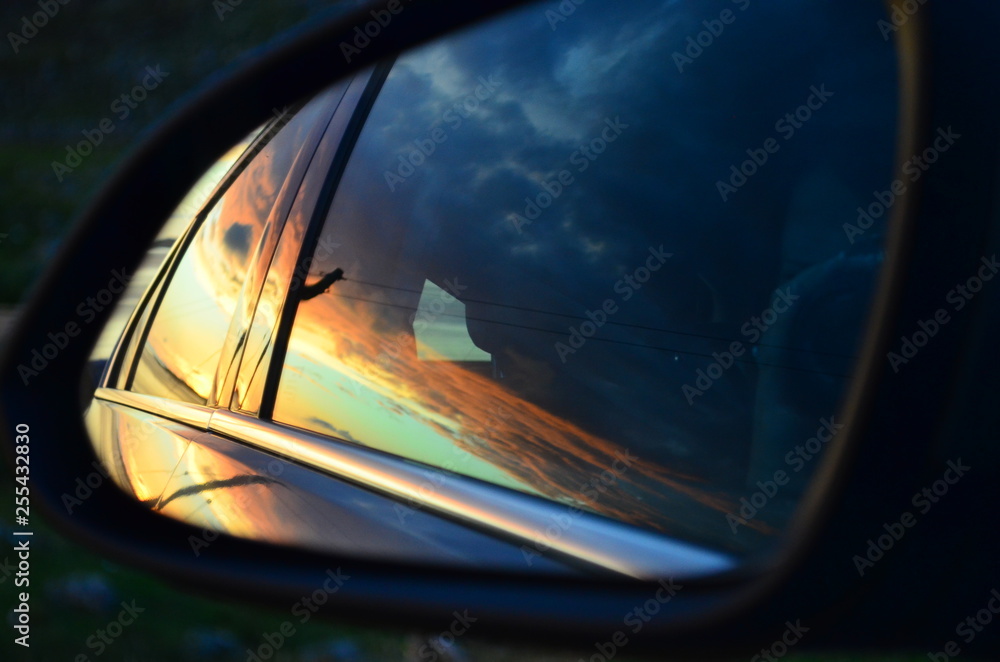 Sunset in the car window Sunset in the car window