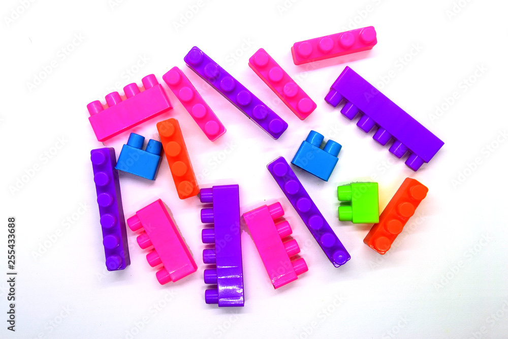 Plastic building Blocks Isolated on White Background Plastic building Blocks Isolated on White Background