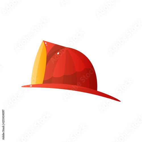 Fire protection red steel helmet isolated on white background
