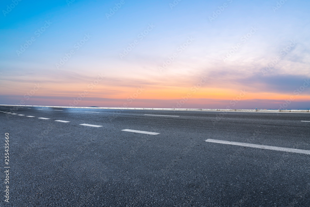 Fototapeta premium Road surface and sky cloud landscape..