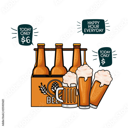 box with beer bottles isolated icon