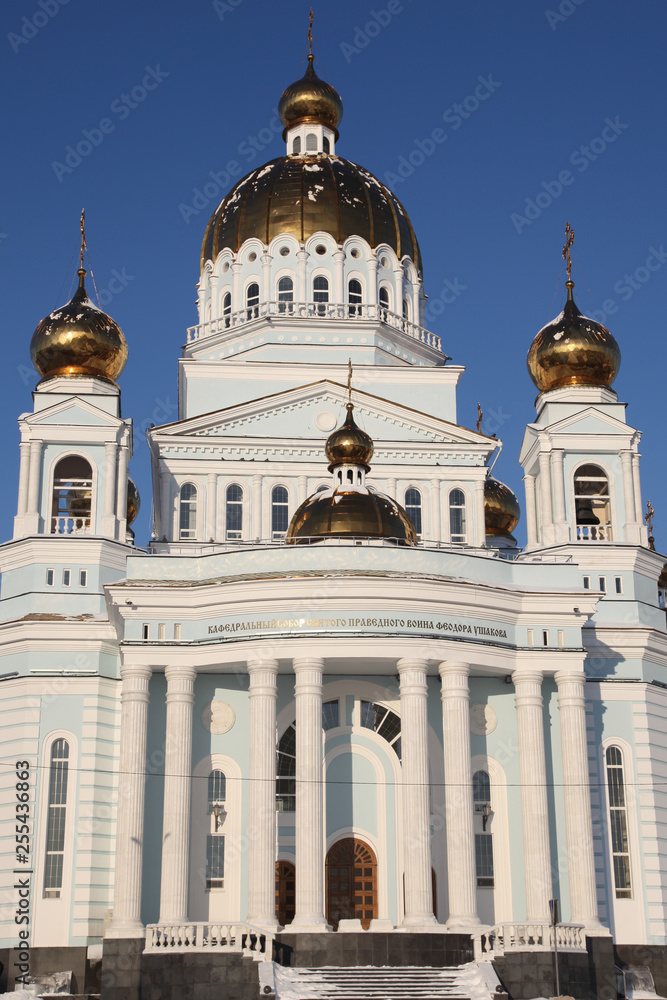 View at The Cathedral of St. Theodore Ushakov in Saransk, Russian during winter View at The Cathedral of St. Theodore Ushakov in Saransk, Russian during winter