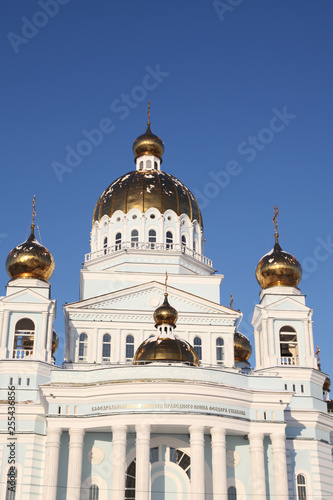 View at The Cathedral of St. Theodore Ushakov in Saransk, Russian during winter