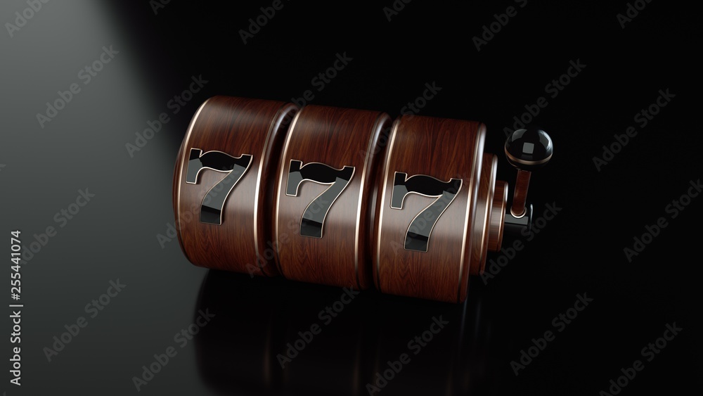 Wooden Slot Machine Isolated On The Black Background - 3D Illustration Wooden Slot Machine Isolated On The Black Background - 3D Illustration