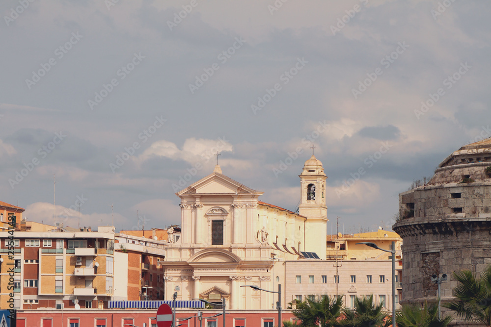 Fototapeta premium Saint Francis cathedral. Civitavecchia, Italy
