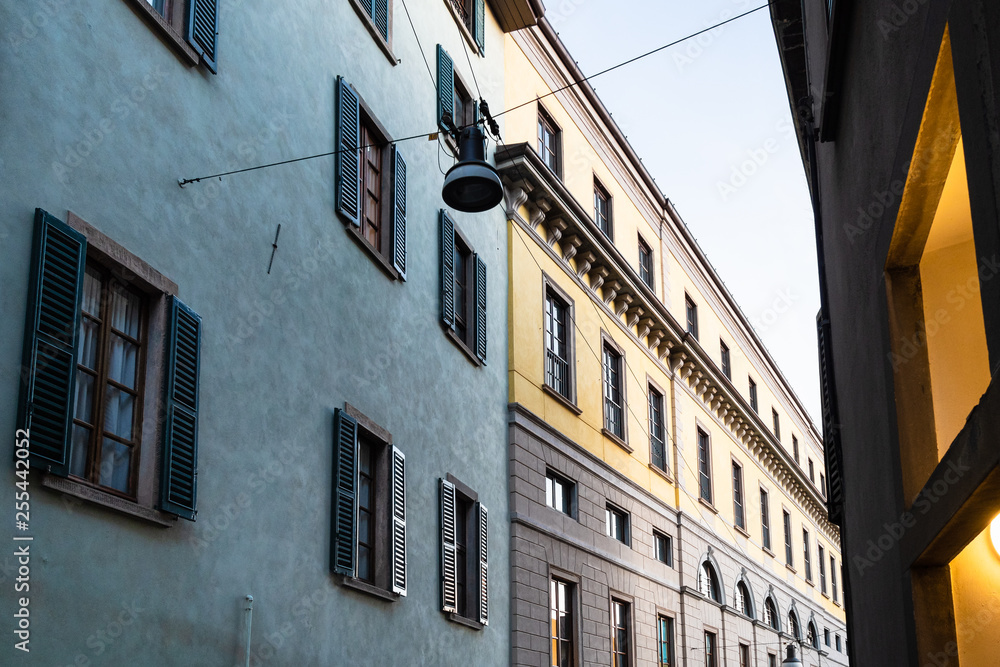 apartment houses in Lower Town of Bergamo city