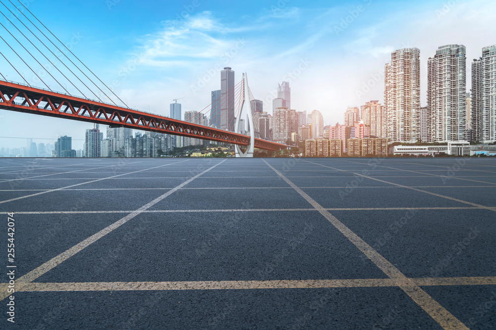 Fototapeta premium Urban Road, Highway and Construction Skyline