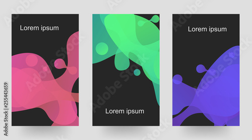 Gradient liquid waves, three kinds of color dark banner templates