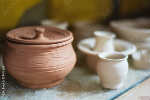 a variety of handmade pottery