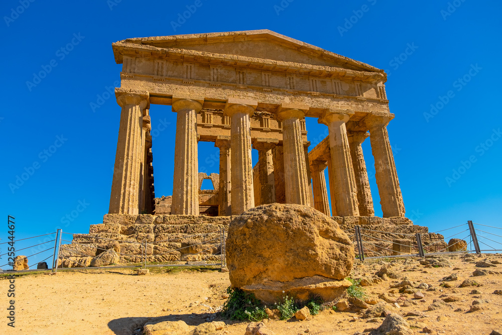 Ancient Greek Temple in the park of ruin the Valley of the Temples in Agrigento
