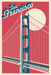 Fotobehang Roze San Francisco skyline ansichtkaart  © mauromod