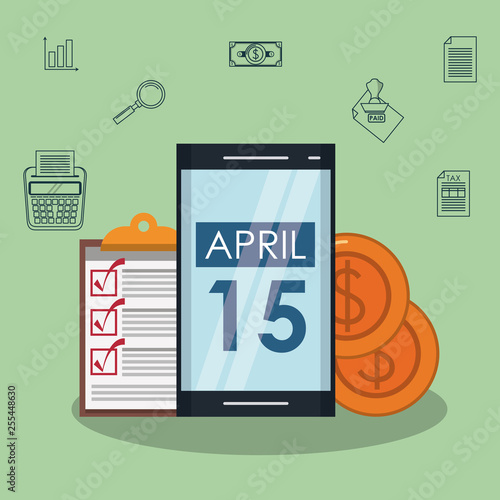 Tax day symbols and cartoons