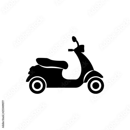 Vector, isolated, monochrome, flat icon of a motor scooter
