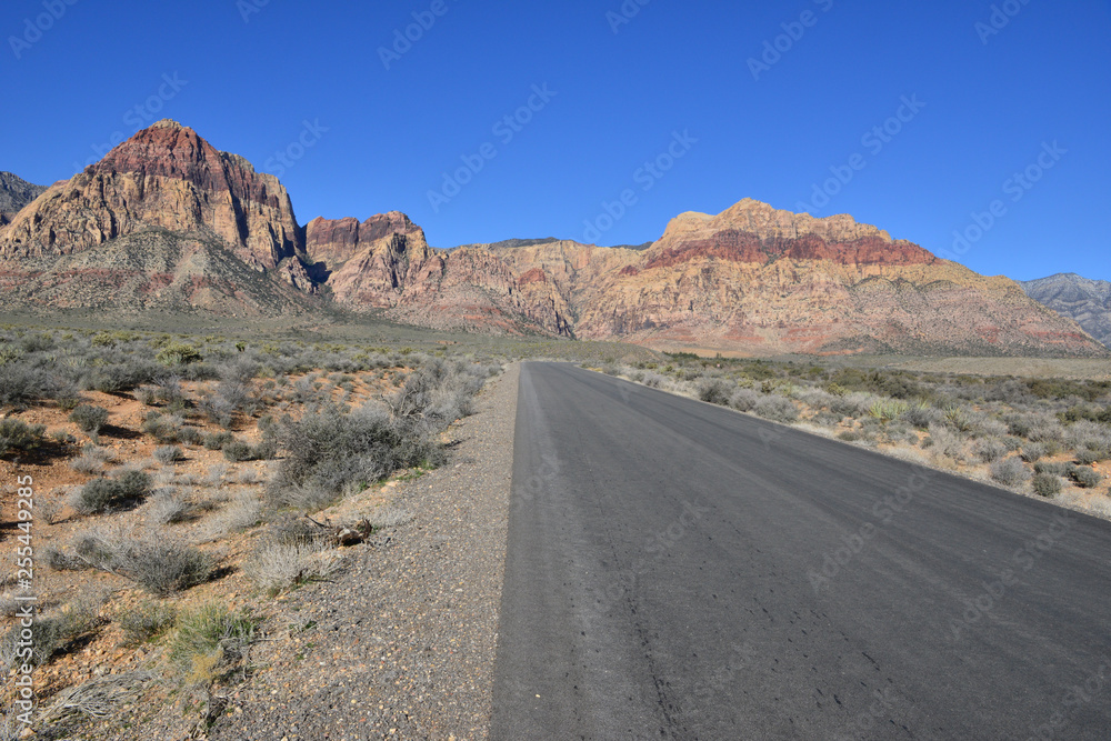 A road going through the Mojave desert, USA. A road going through the Mojave desert, USA.