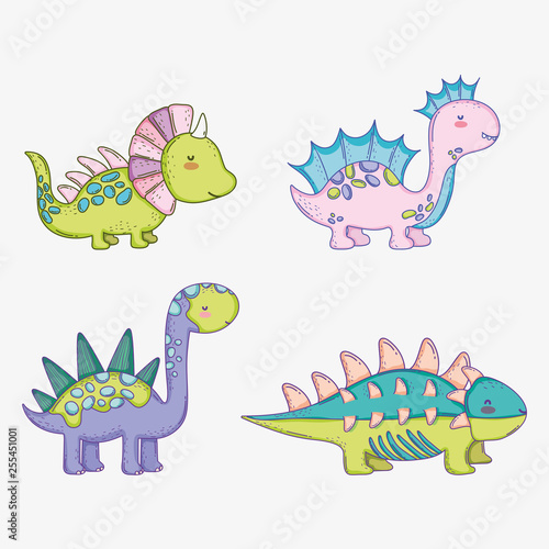 set cute styracosaurus with corythosaurus and stegosaurus with ankylosaurus