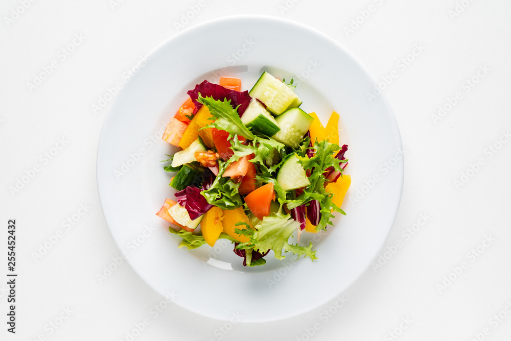 vegetable salad on the white plate vegetable salad on the white plate