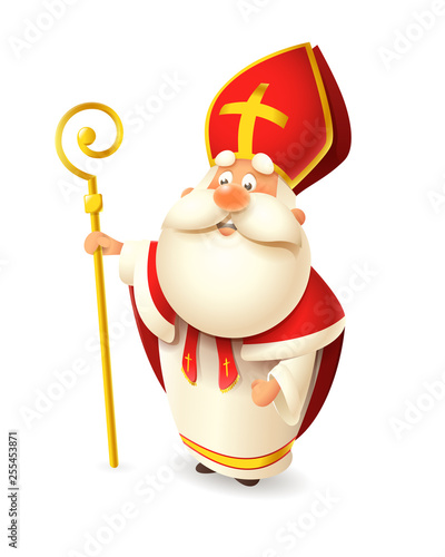 Saint Nicholas Nicolaus or Sinterklaas - happy cute isolated on white background
