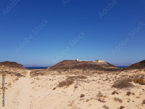 Landscape with lignhouse on Isla de Lobos near Fuerteventura