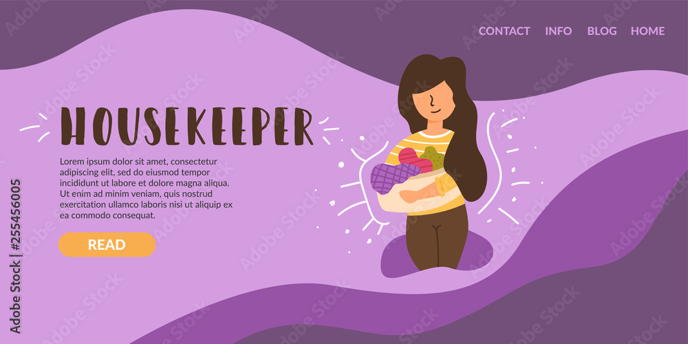 Vector Flat Banner a woman householder. Vector Flat Banner a woman householder.