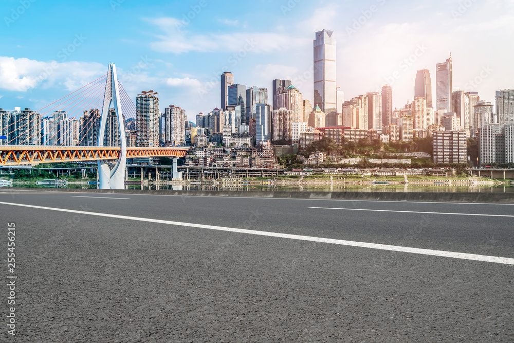 Fototapeta premium Urban Road, Highway and Construction Skyline