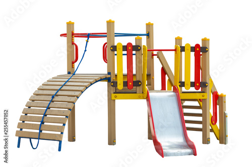 Photography Colorful playground for children. Isolated on white