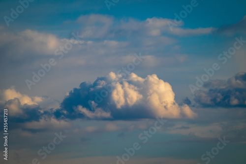 Beautiful dramatic blue sky clouds after rain background