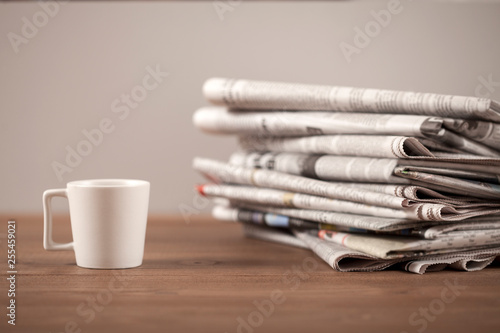 reading newspaper  with coffee