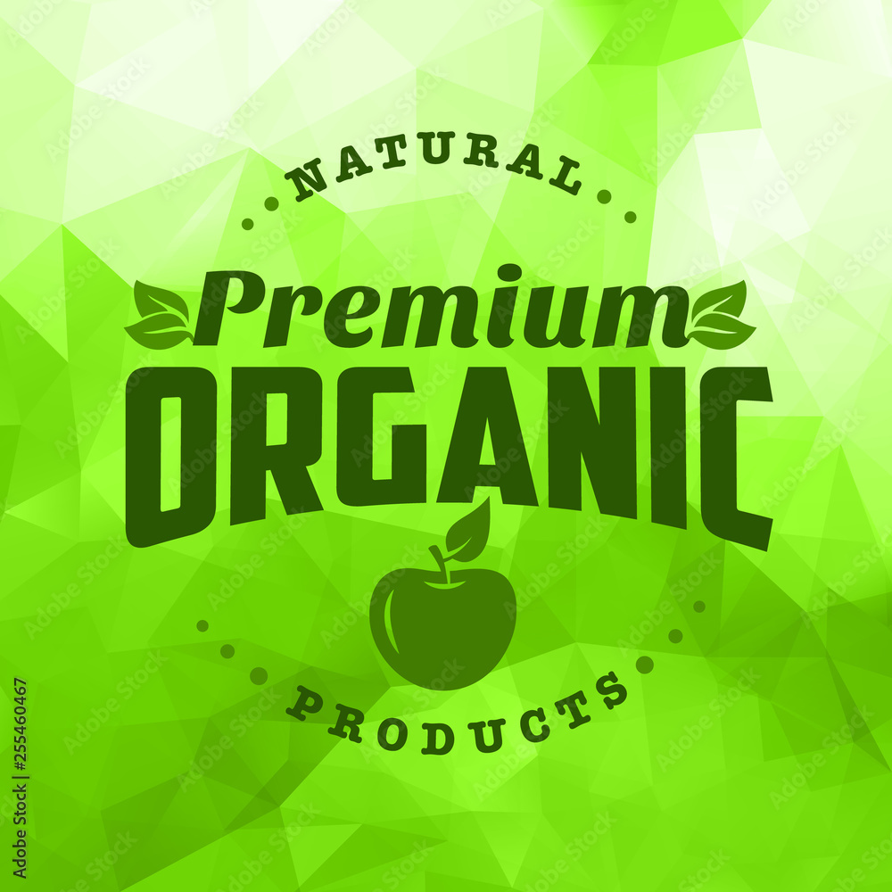 Organic natural food logo green triangle pattern Organic natural food logo green triangle pattern