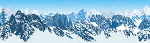 Fototapeta Naklejka Na Ścianę i Meble -  vector mountains karakoram himalayan panorama