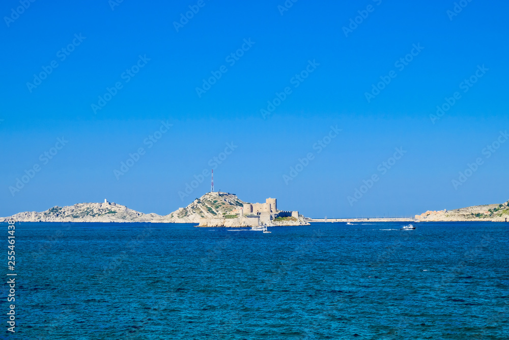 Bay of Marseille. Panoramic view of bay, islands and Castle If.