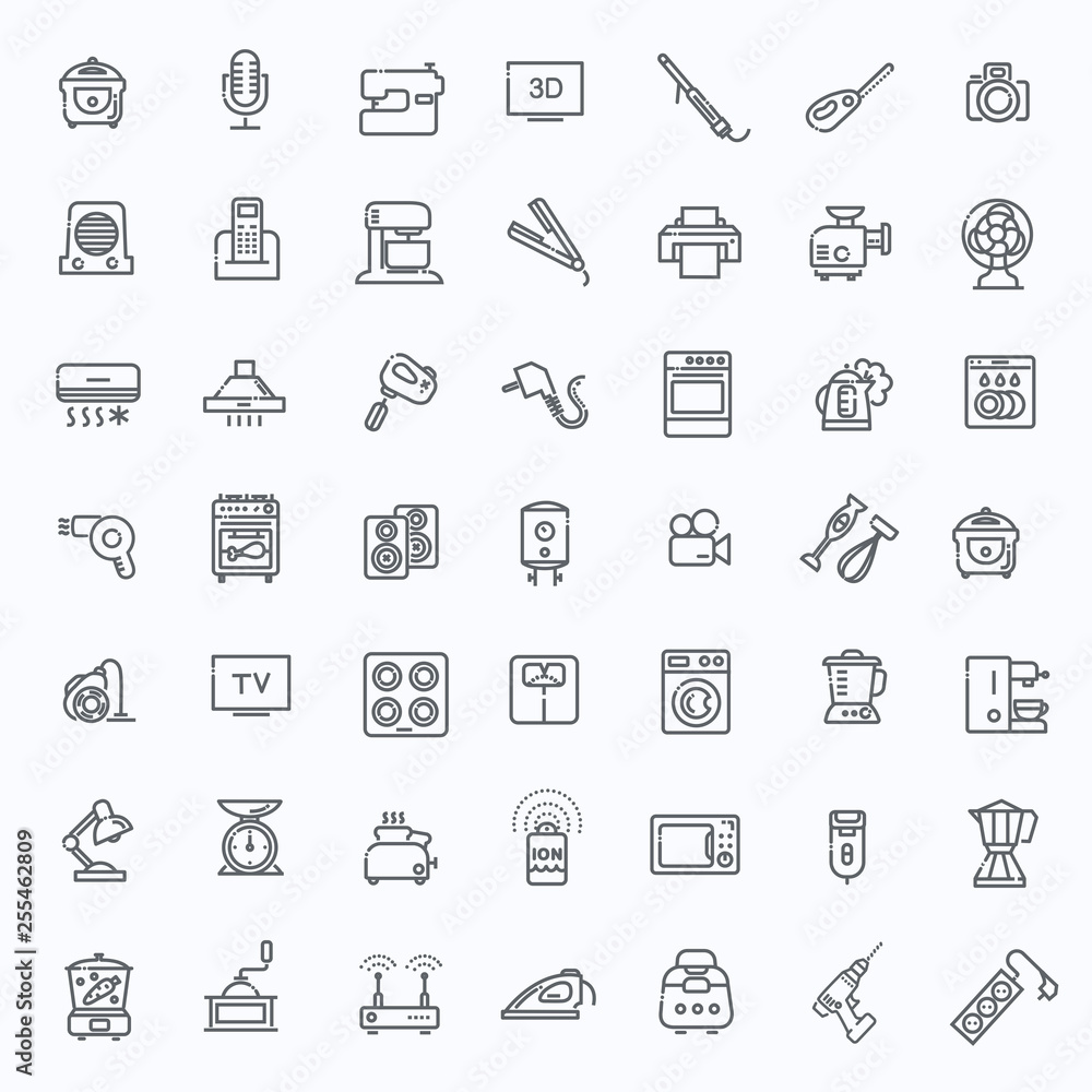 vector outline icon collection - household appliances. Electronics